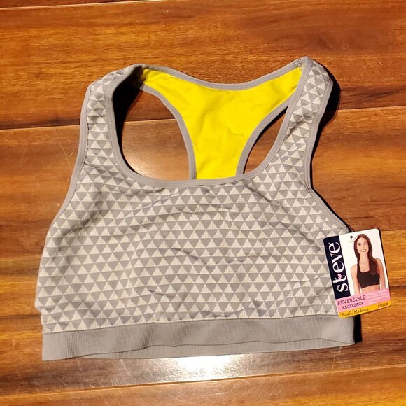 LOT 2 STEVE Madden Sports Bra REVERSIBLE SIZE S/M 1 NWT - Yellow / Blue - Picture 3 of 9